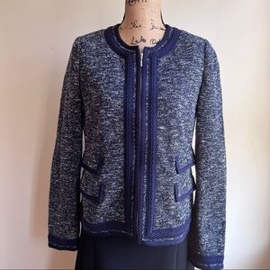 Talbots tweed blue white jacket blazer size 10